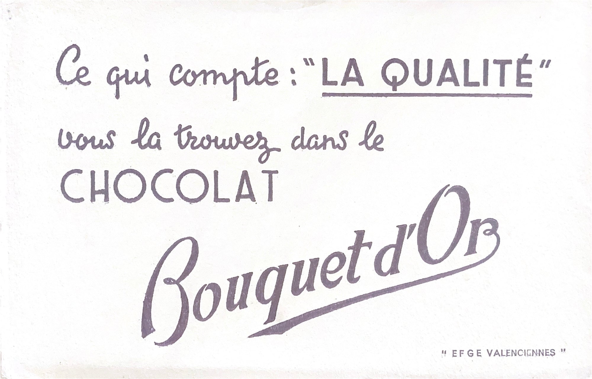 Original Vintage Label - La Qualite Chocolat, BouquetďOr