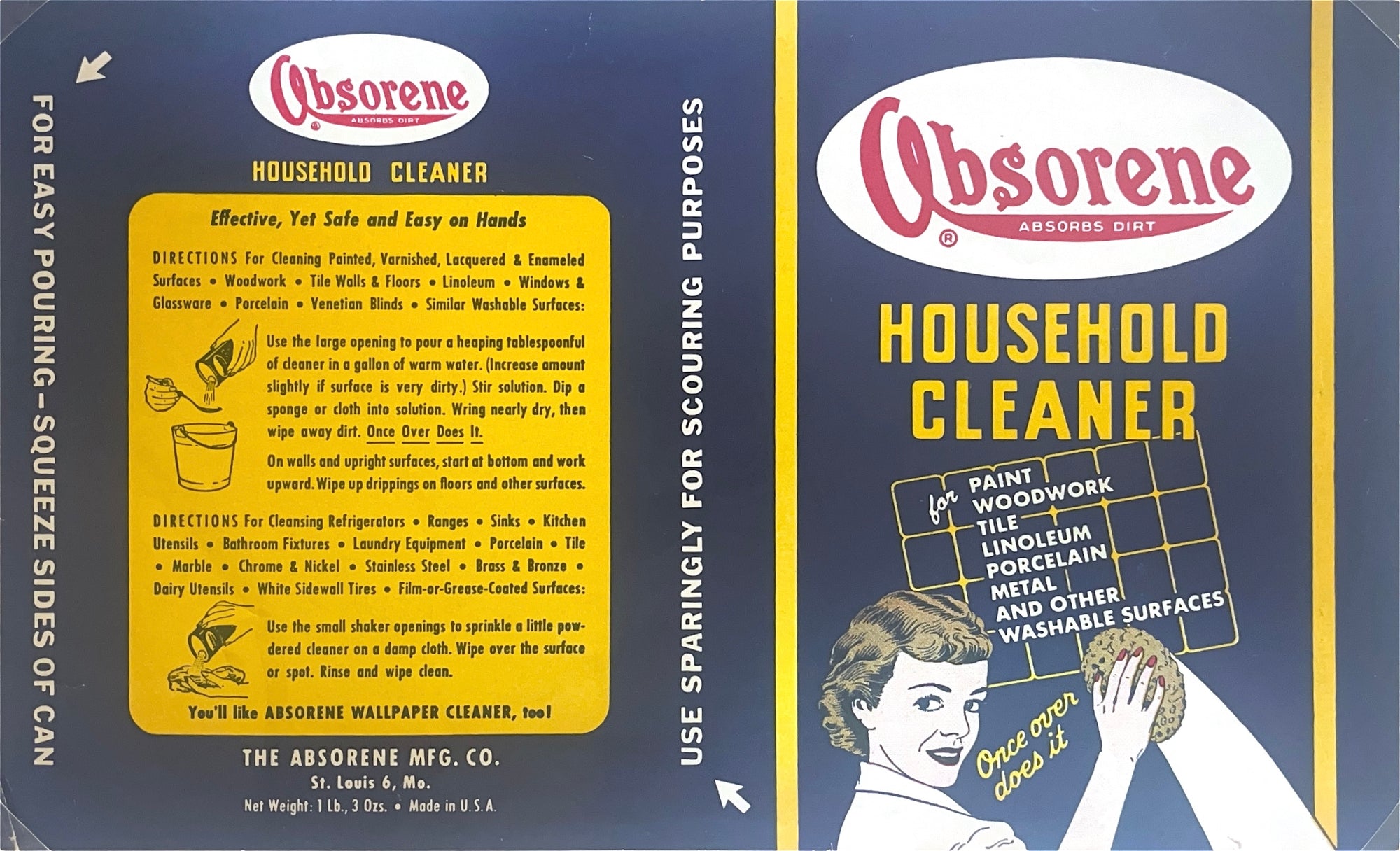 Original Vintage Label - Absorene, household cleaner