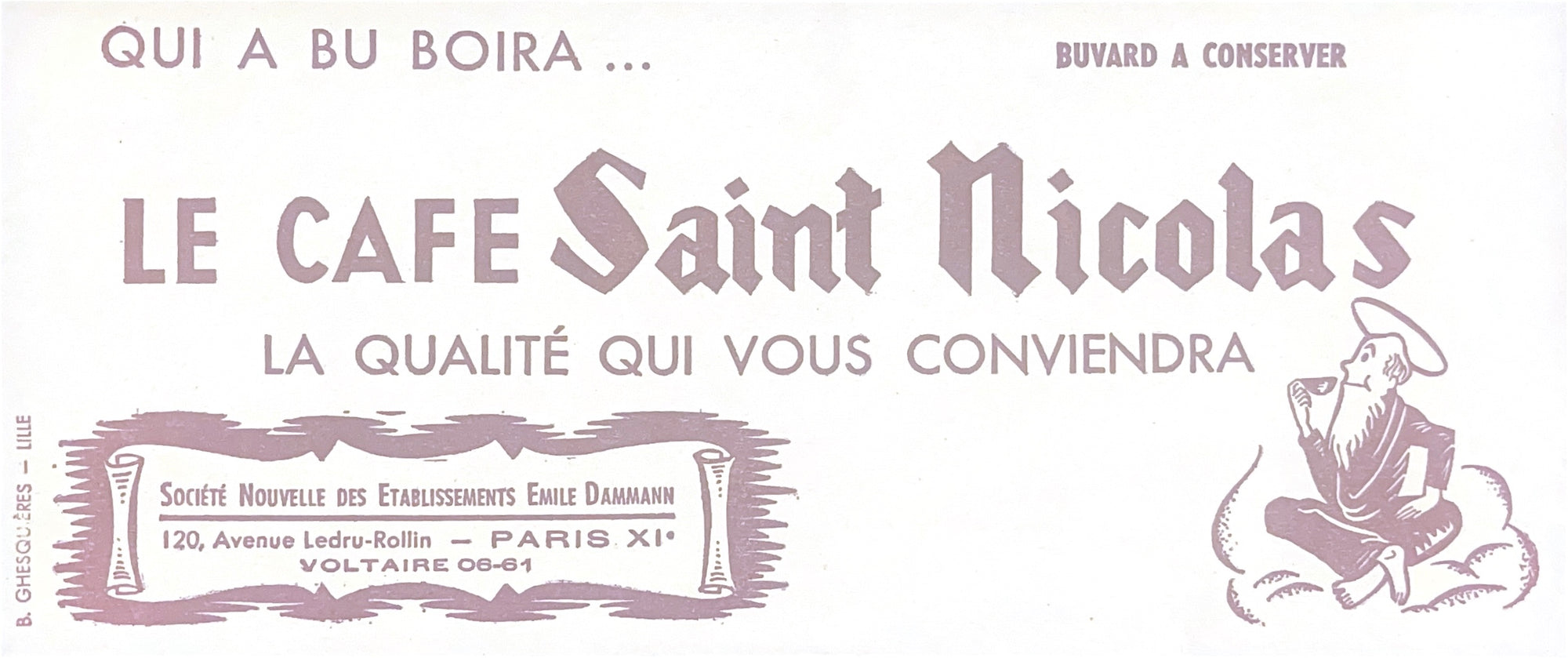 Original Vintage Label - Le Cafe Saint Nicolas