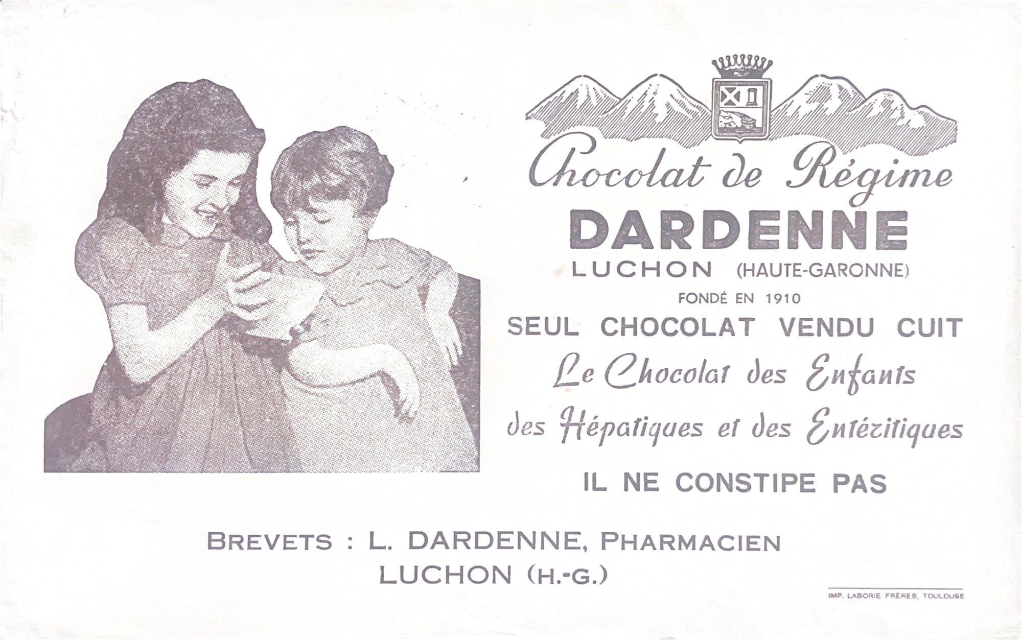 Original Vintage Label - Dardenne, Chocolat de Régime