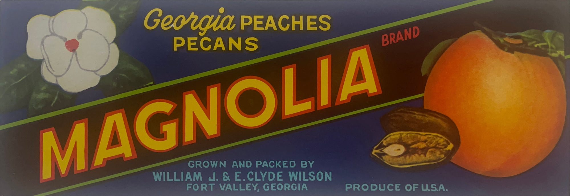 Original Vintage Label - Magnolia Peaches