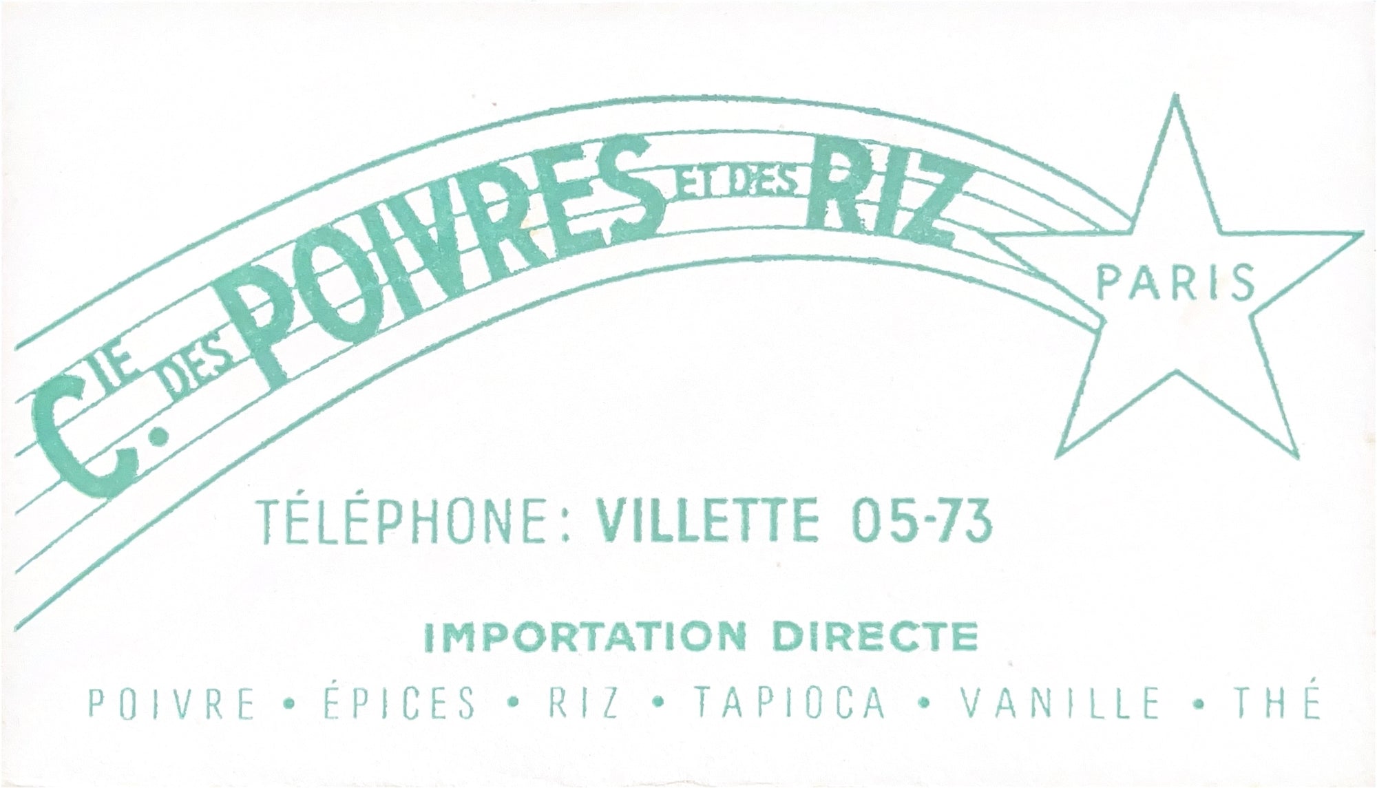 Original Vintage Label - Paris, Cie Des Poivres Et Des Riz