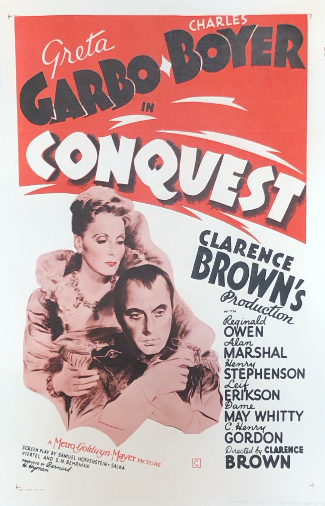 Original Movie Poster - Greta Garbo in Conquest