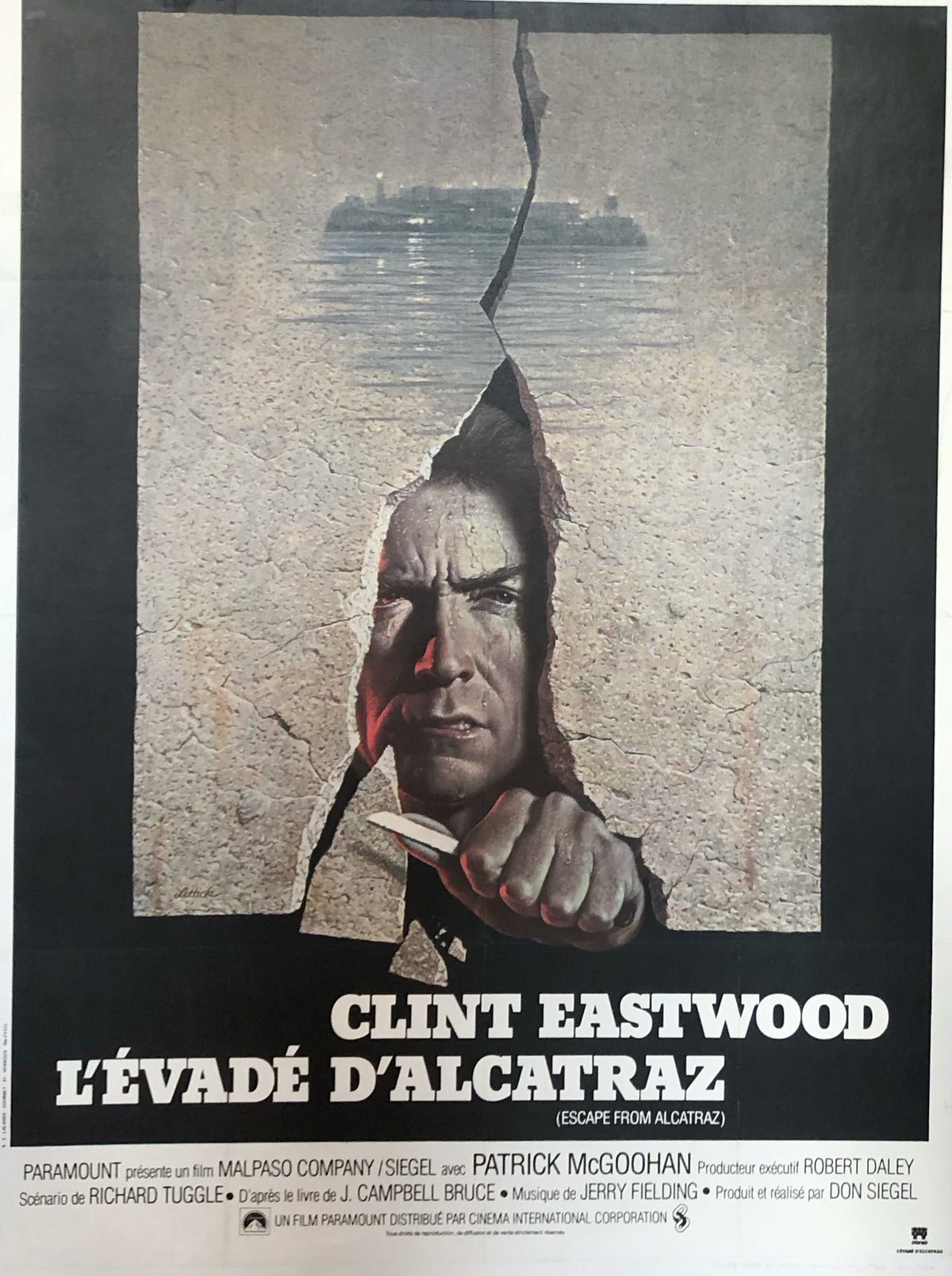 Original Movie Poster - L’Evade D’Alcatraz with Clint Eastwood (French)