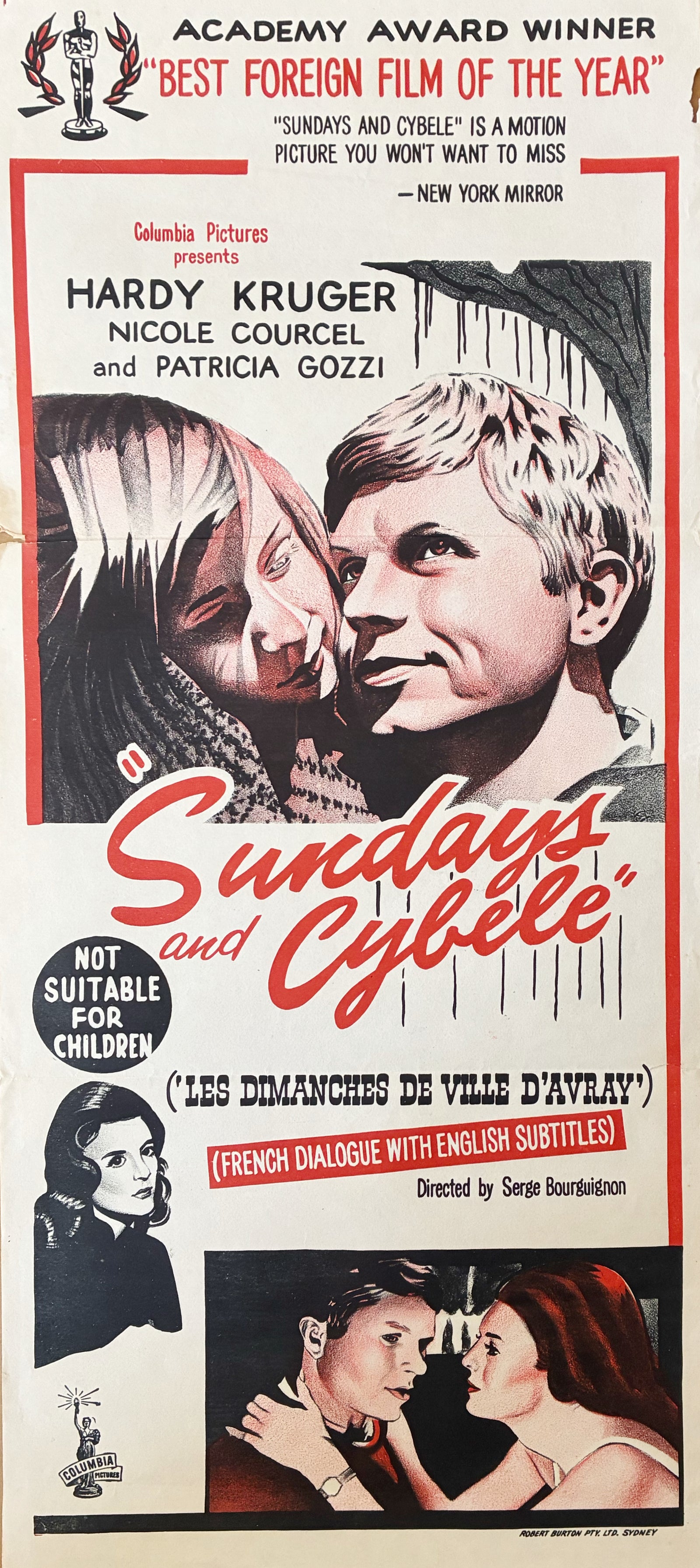 Original Movie Daybill - Sundays and Cybele (Les Dimanches de Ville d’Avray)