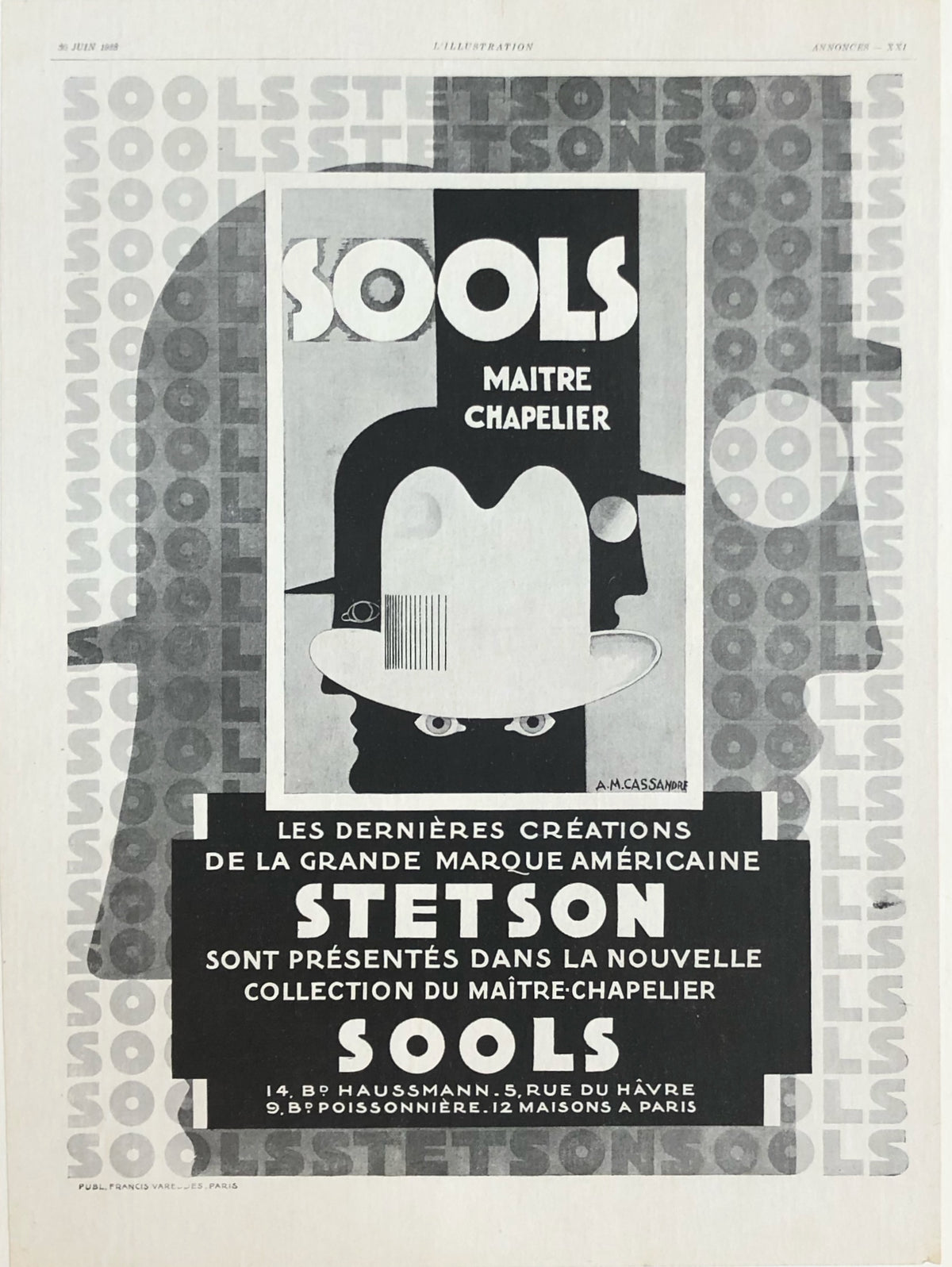 Sools Stetson by A M Cassandre