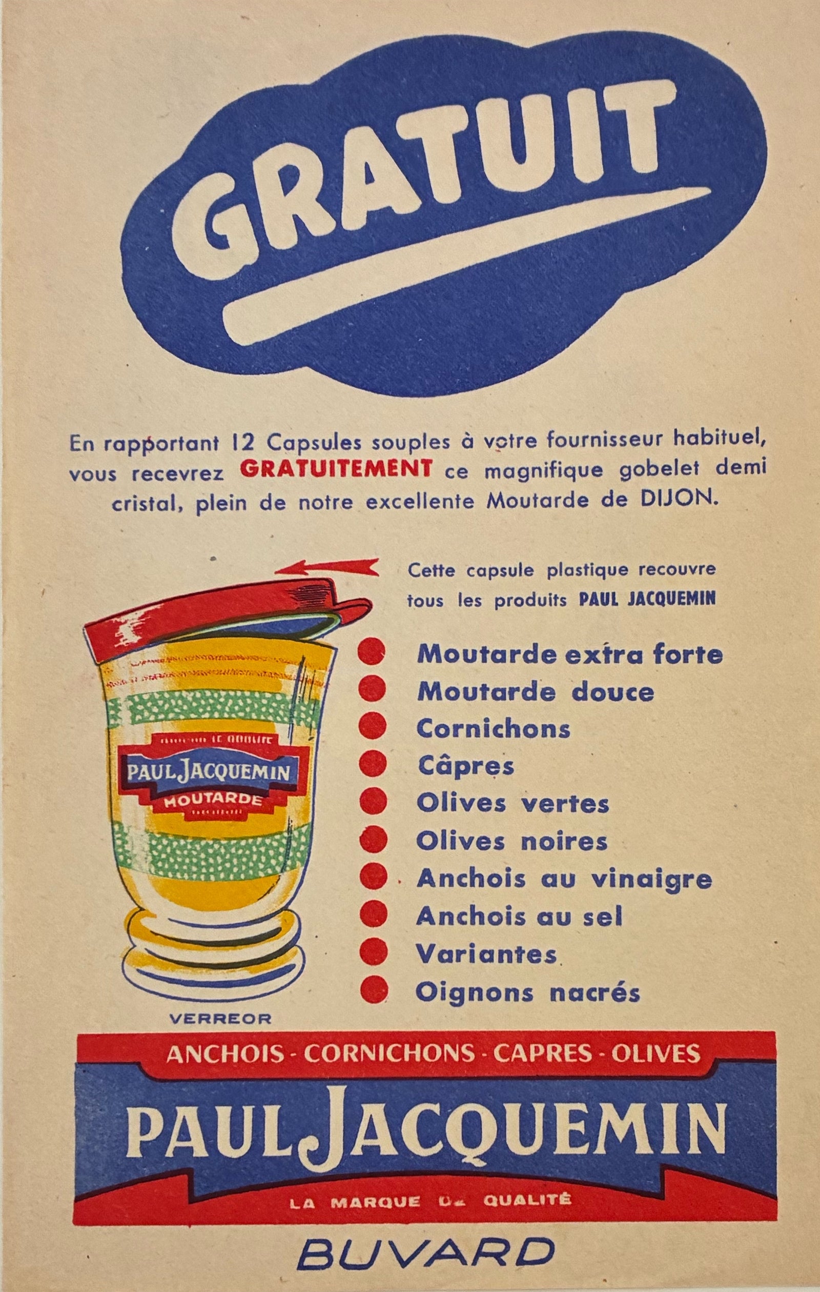 Original Vintage Label (Buvard) - Paul Jacquemin Moutarde