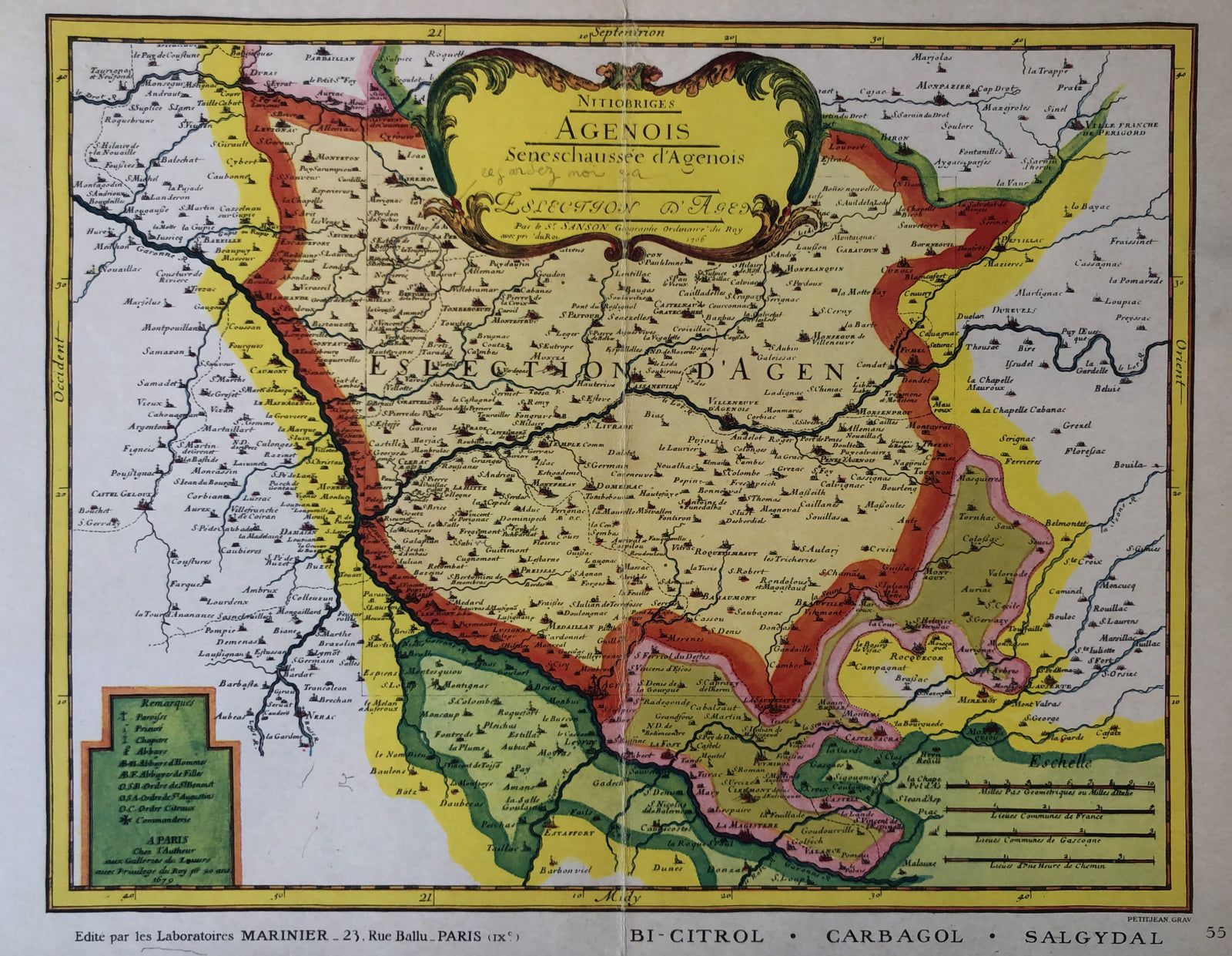 Original 19th Century Cartography Map - Agenois Bi-Citrol 2