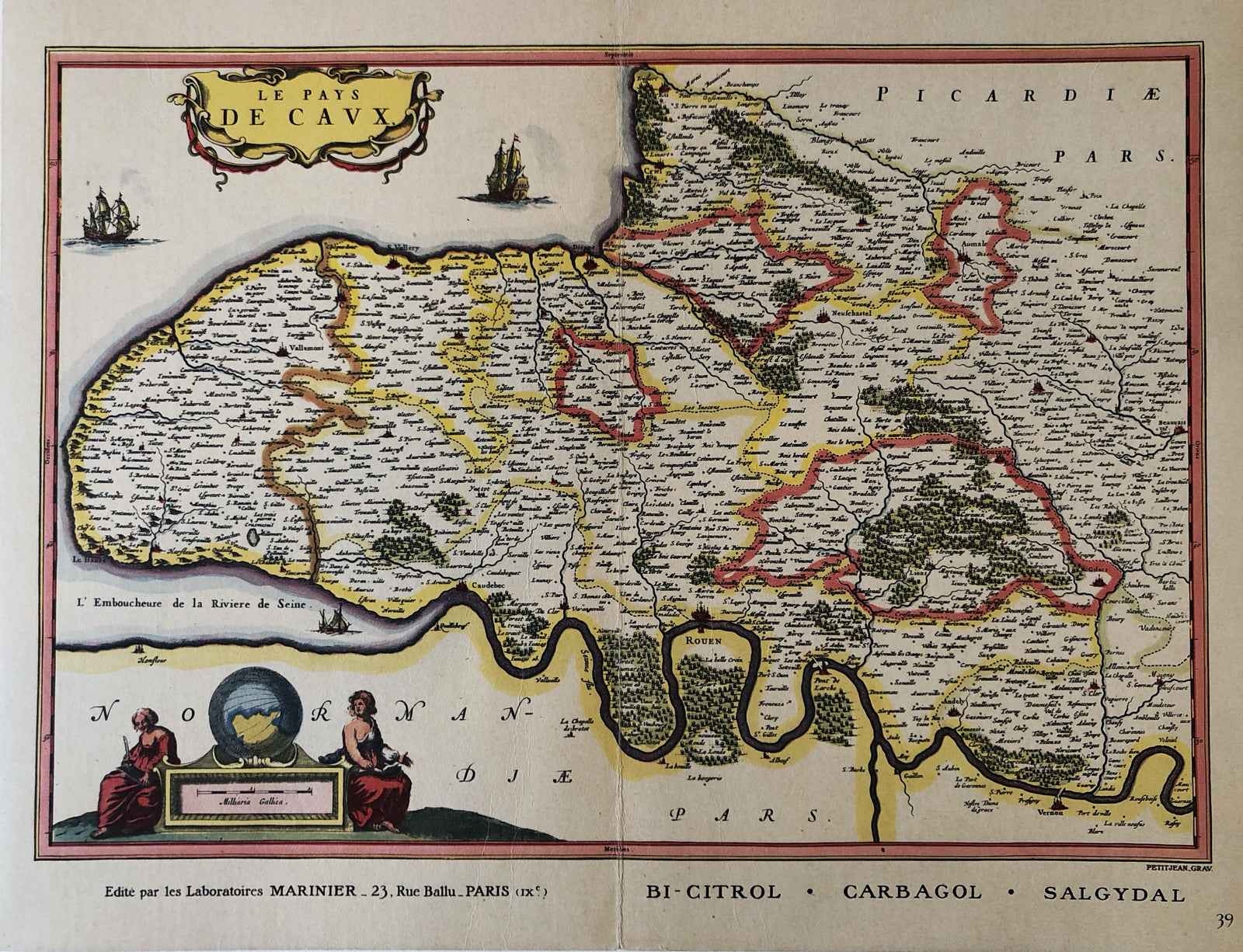 Original 19th Century Cartography Map - Le Pays de Cavx