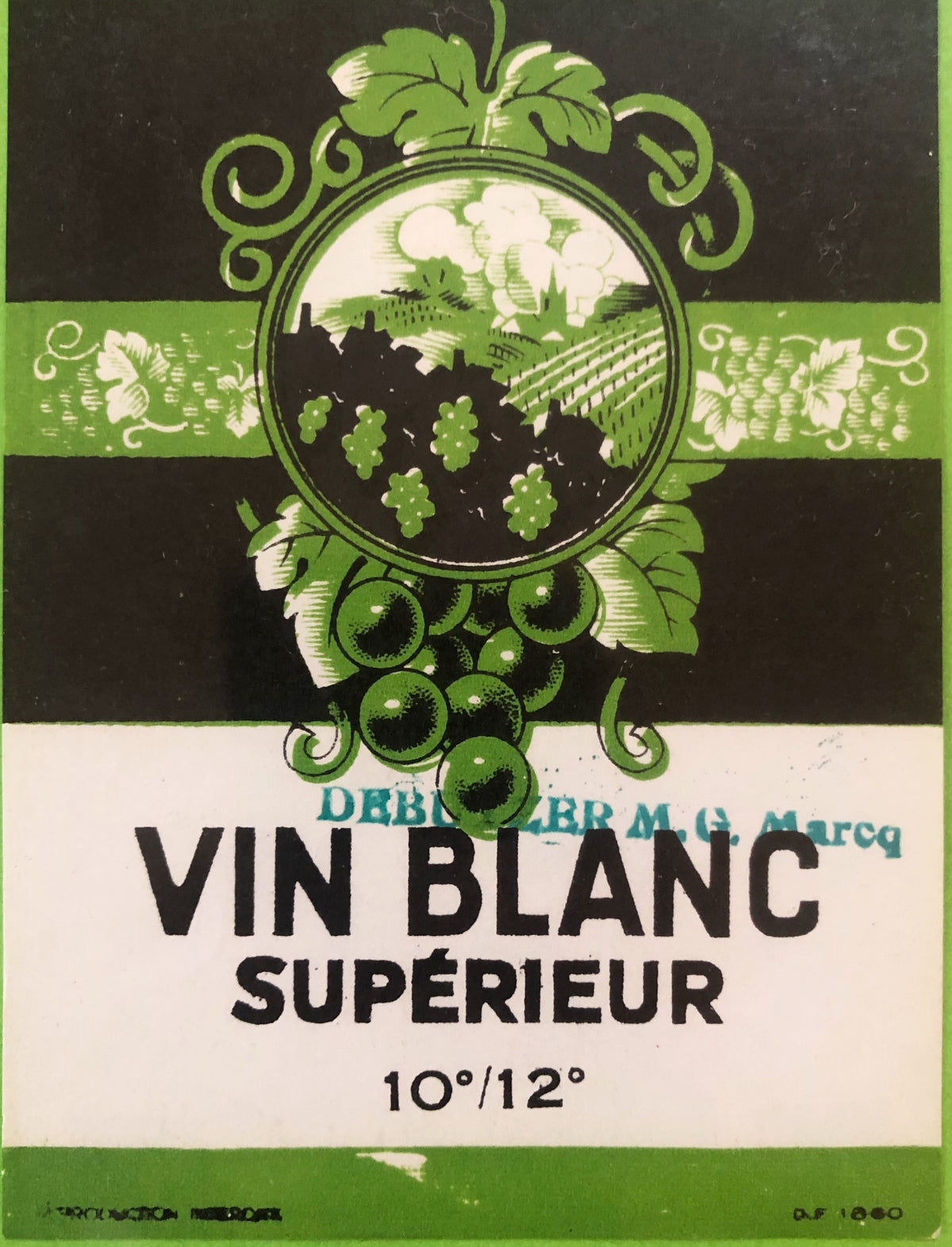 Original Vintage Label - Vin Blanc Superieur