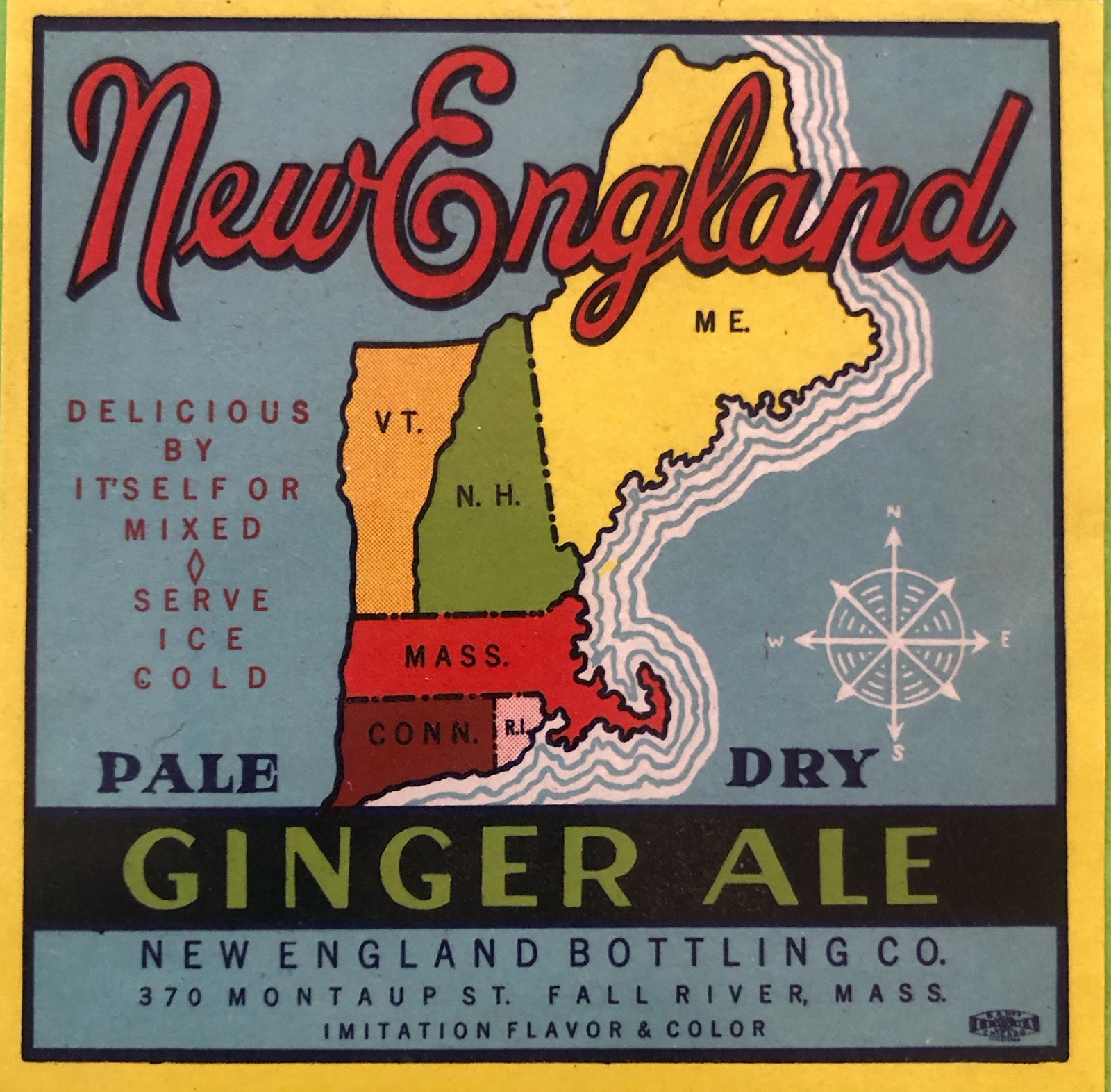 Original Vintage Label - New England Ginger Ale