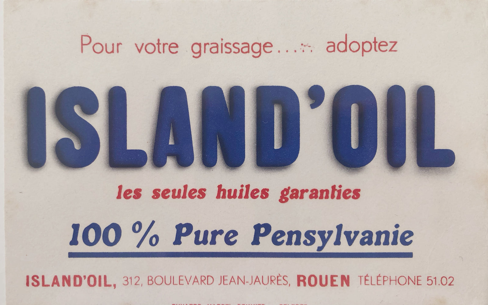 Original Vintage Label (Buvard) - Island Oil