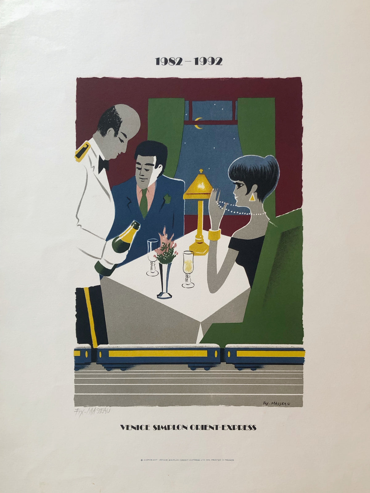 Original Hand-Signed Limited Edition Lithograph - Venice Simplon Orient-Express 1982-1992 by Fix-Masseau