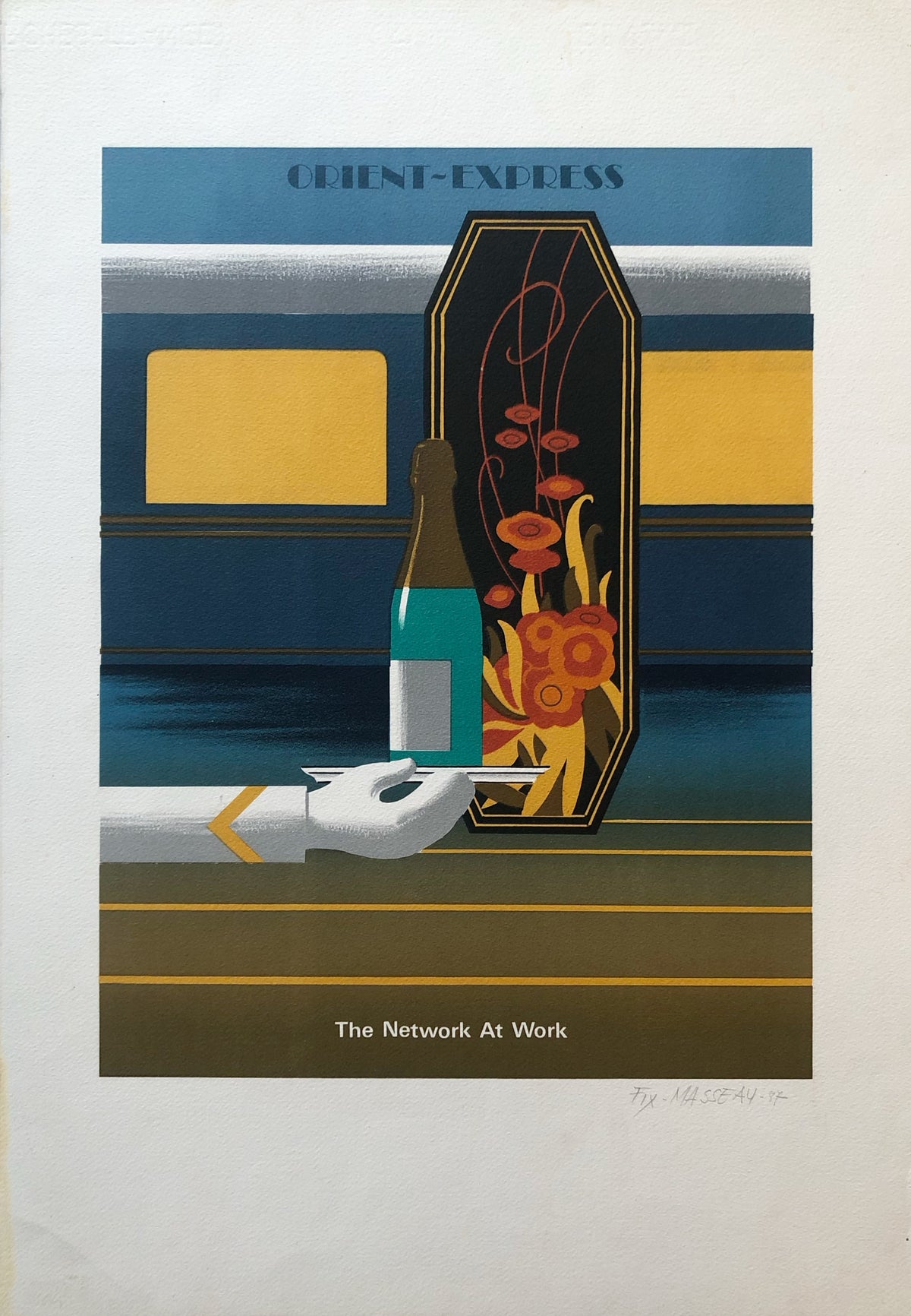 Original Hand-Signed Lithograph - Orient-Express The Network at Work by Fix-Masseau