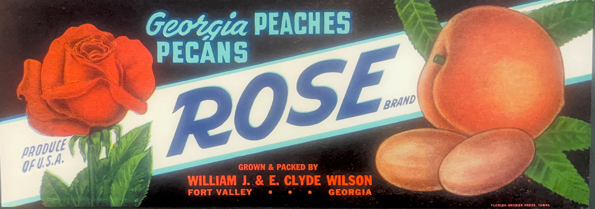 Original Vintage Label - Rose Peaches